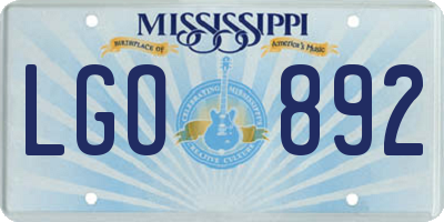 MS license plate LGO892
