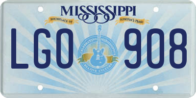 MS license plate LGO908