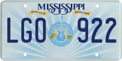 MS license plate LGO922