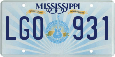 MS license plate LGO931