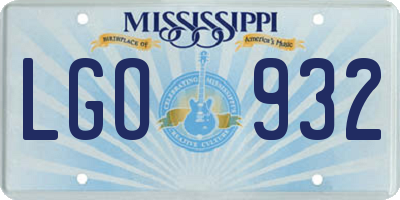 MS license plate LGO932