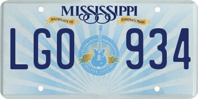MS license plate LGO934
