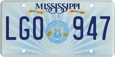 MS license plate LGO947