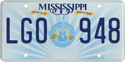 MS license plate LGO948