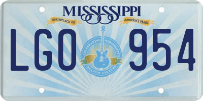 MS license plate LGO954