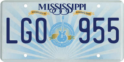 MS license plate LGO955