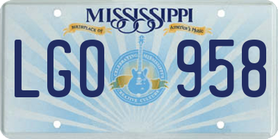 MS license plate LGO958