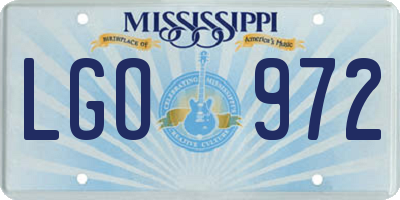 MS license plate LGO972