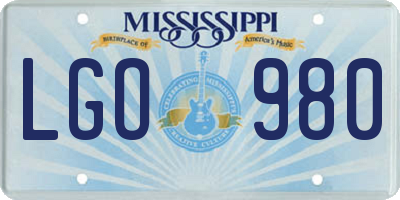 MS license plate LGO980