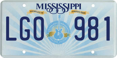 MS license plate LGO981