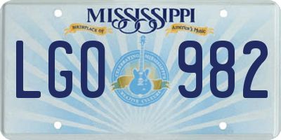MS license plate LGO982