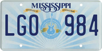MS license plate LGO984