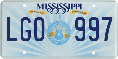 MS license plate LGO997