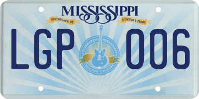 MS license plate LGP006