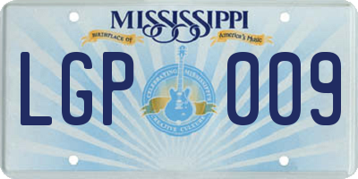 MS license plate LGP009