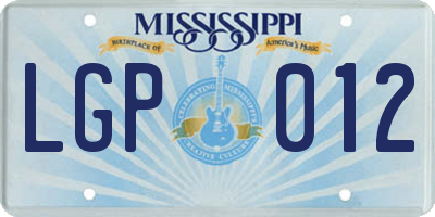 MS license plate LGP012