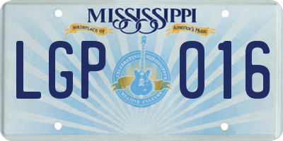 MS license plate LGP016