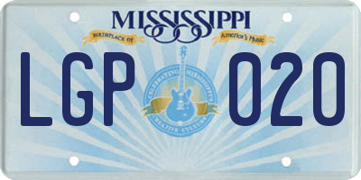 MS license plate LGP020