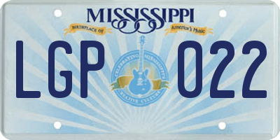 MS license plate LGP022