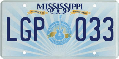 MS license plate LGP033