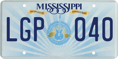 MS license plate LGP040