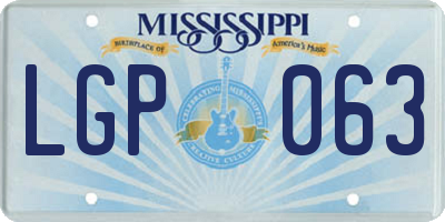 MS license plate LGP063