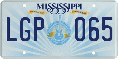 MS license plate LGP065