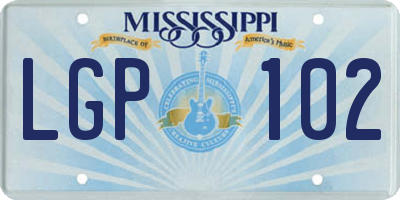 MS license plate LGP102