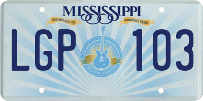 MS license plate LGP103