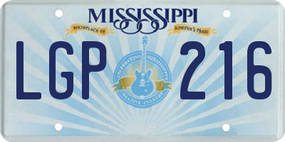 MS license plate LGP216