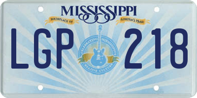MS license plate LGP218