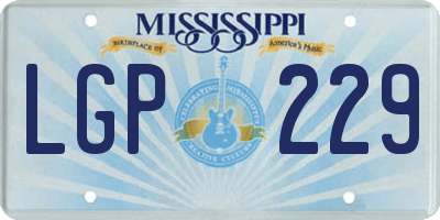 MS license plate LGP229