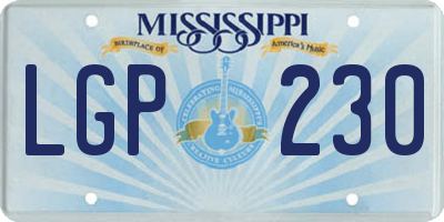 MS license plate LGP230