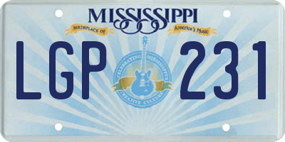MS license plate LGP231