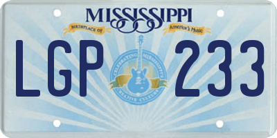 MS license plate LGP233