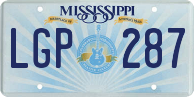 MS license plate LGP287
