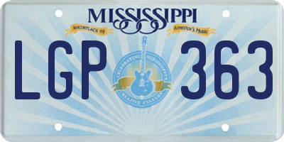 MS license plate LGP363