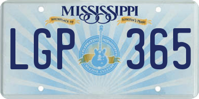 MS license plate LGP365