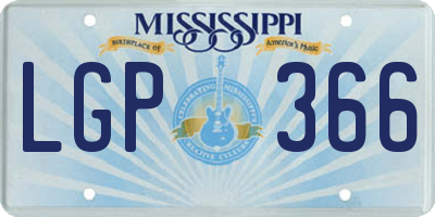MS license plate LGP366