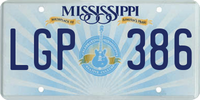 MS license plate LGP386