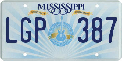 MS license plate LGP387