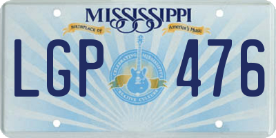 MS license plate LGP476