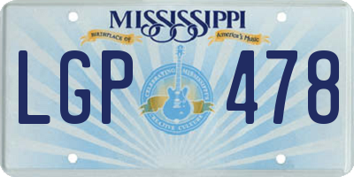 MS license plate LGP478
