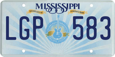 MS license plate LGP583
