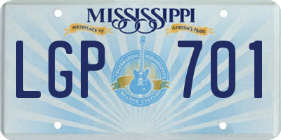 MS license plate LGP701
