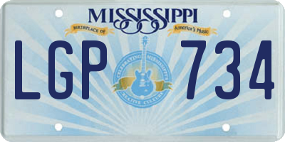 MS license plate LGP734