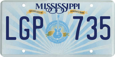 MS license plate LGP735
