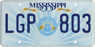 MS license plate LGP803