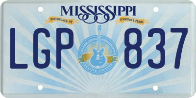 MS license plate LGP837