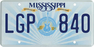 MS license plate LGP840